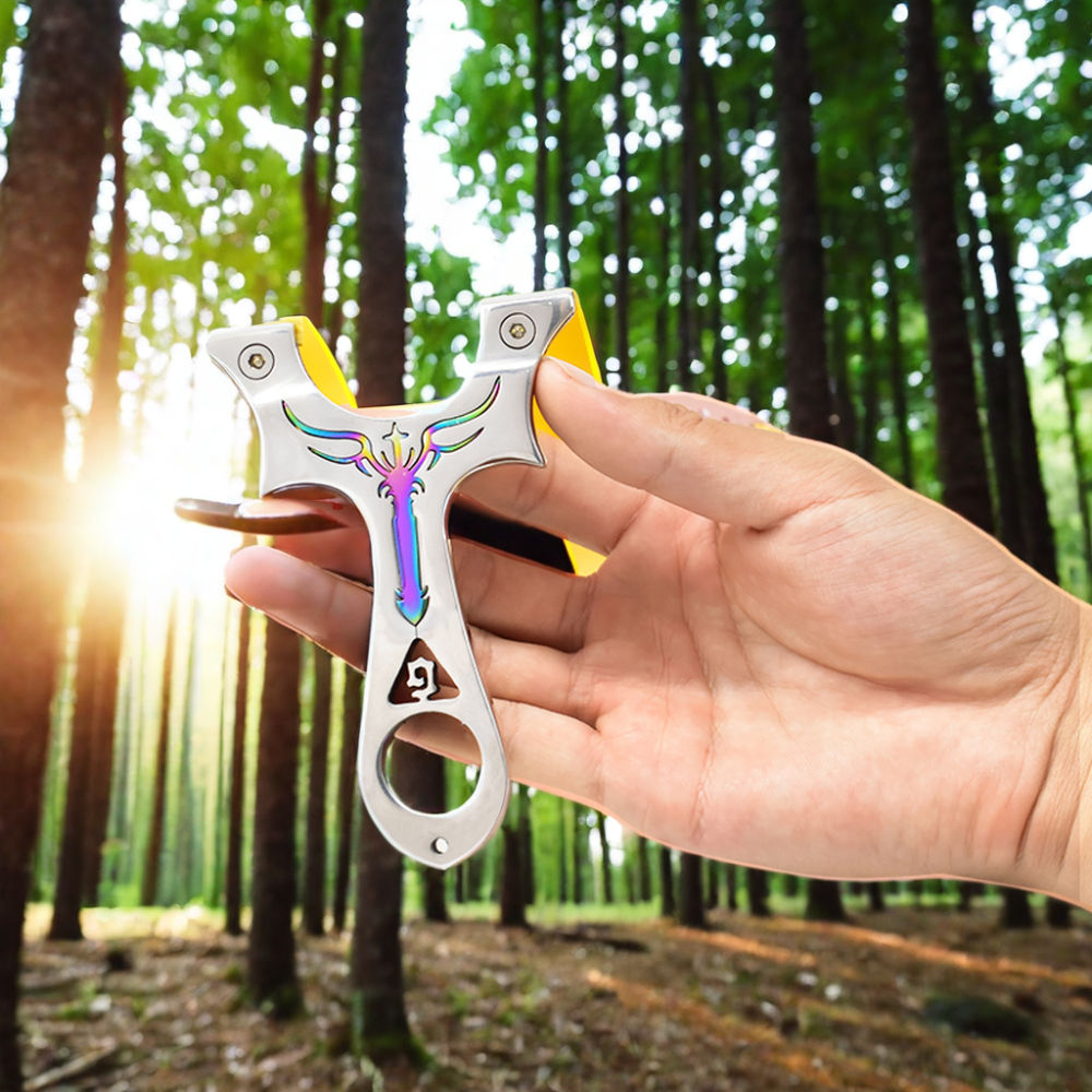 Dark Khaki Sword Horn ā Professional Powerful Stainless Steel Slingshot for Outdoor Shooting, Competition & Sports INDIAN SLINGSHOT