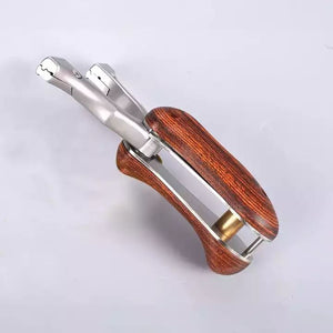 Light Gray New Folding Wood Handle Stainless Steel Slingshot MARKSMAN