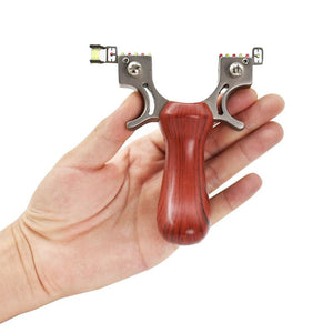 Tan High Quality Stainless Steel Wood Pattern Slingshot For Outdoor Shooting INDIAN SLINGSHOT
