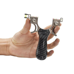 Rosy Brown High Quality Stainless Steel Slingshot with Black Pattern Handle INDIAN SLINGSHOT