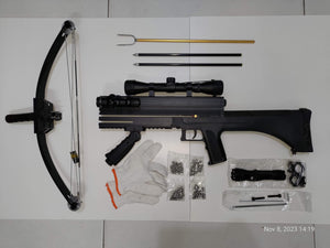 Dark Gray Junxing M4 80LBS  Repeating Crossbow with Arrow & Steel Ball Support for Outdoor Target Shooting and Fishing JUNXING