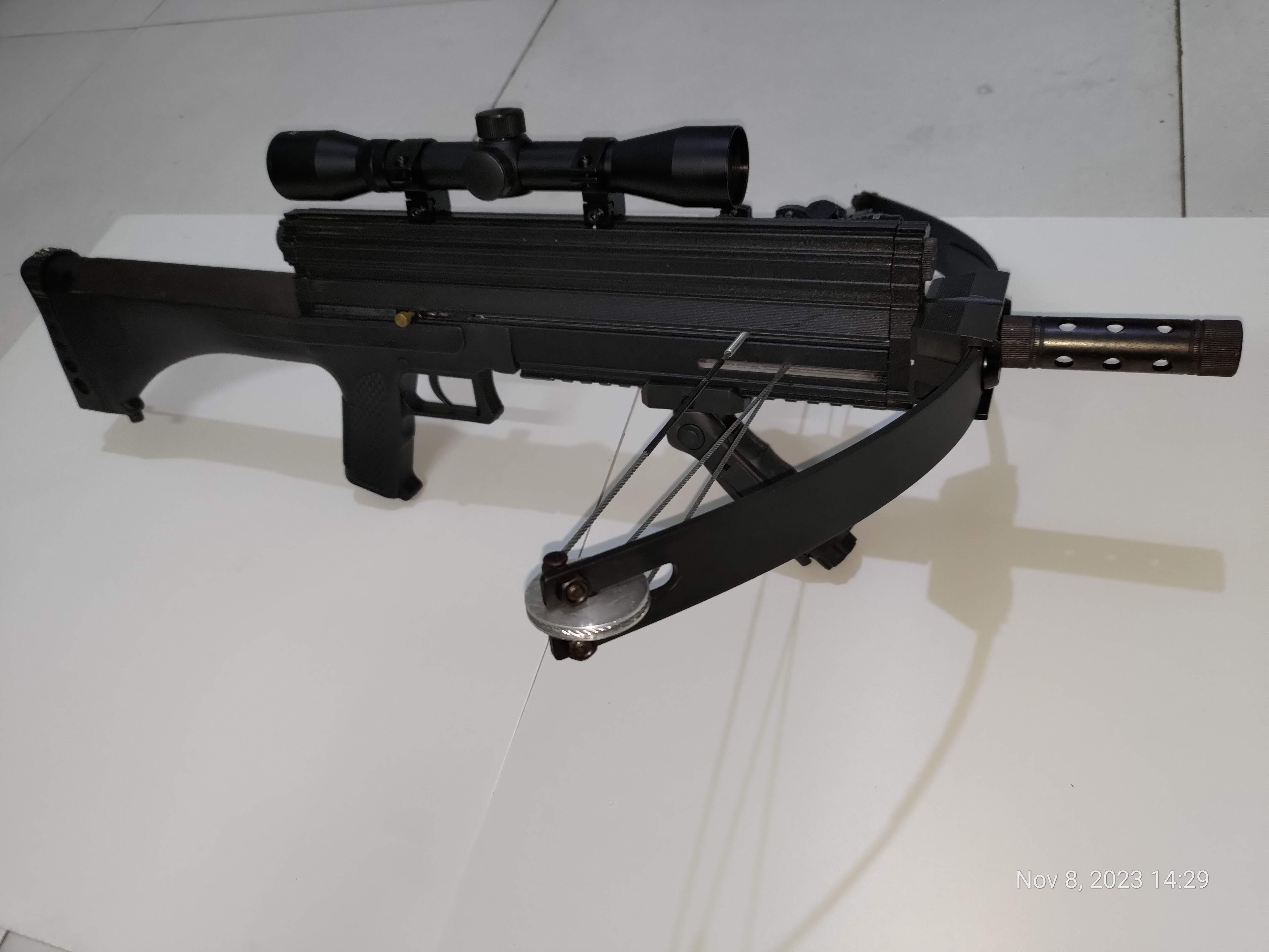 Dark Gray Junxing M4 80LBS  Repeating Crossbow with Arrow & Steel Ball Support for Outdoor Target Shooting and Fishing JUNXING