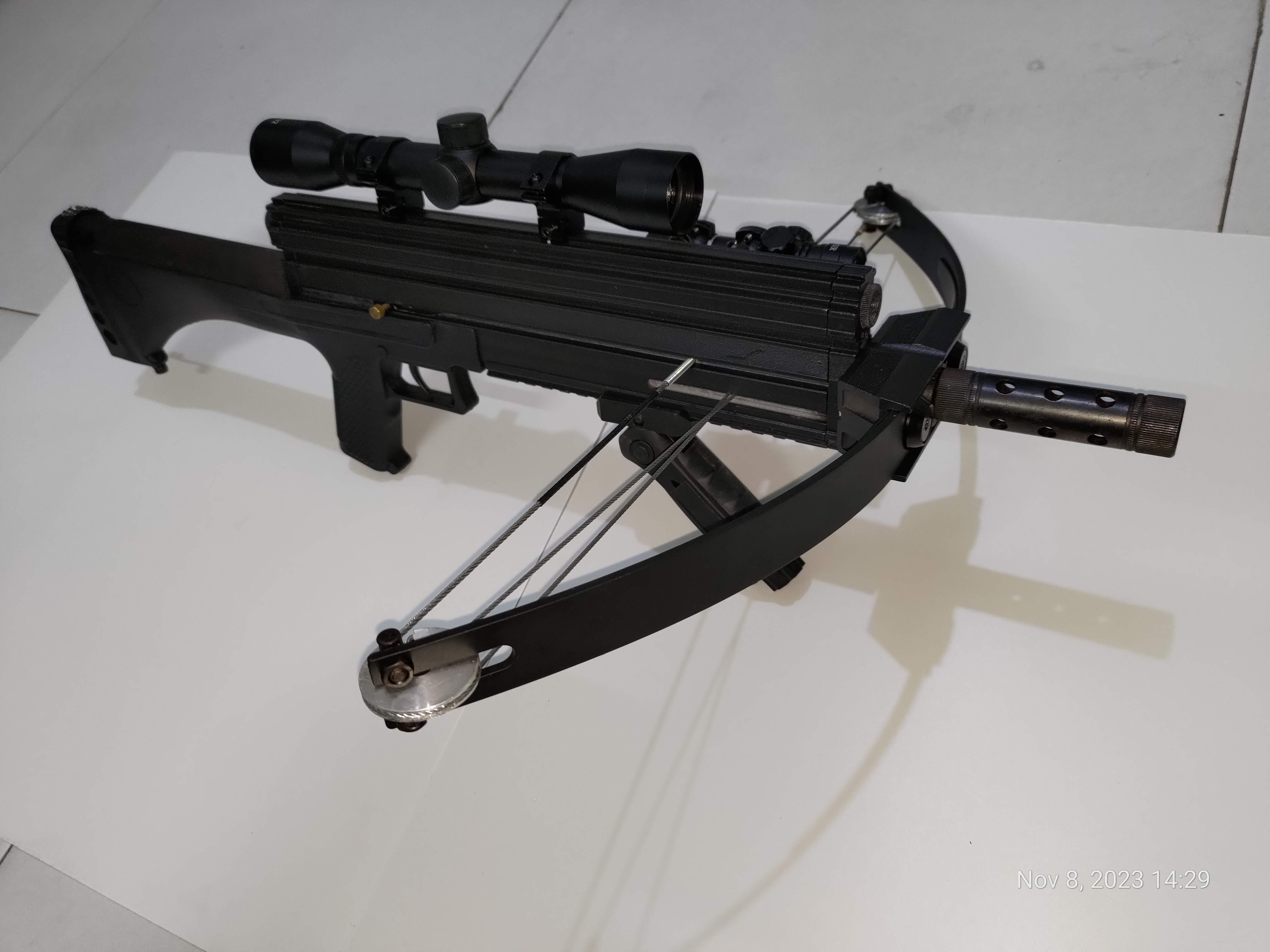 Dark Gray Junxing M4 80LBS  Repeating Crossbow with Arrow & Steel Ball Support for Outdoor Target Shooting and Fishing JUNXING