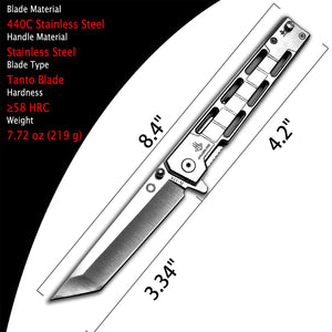 Black Stainless Steel Slingshot with Pocket Folding Knife MARKSMAN