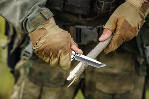 Dark Slate Gray Stainless Steel Slingshot with Pocket Folding Knife MARKSMAN