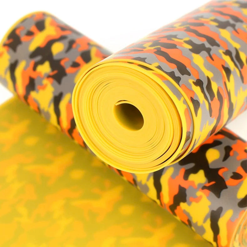 White Smoke 1 Meter Yellow Camouflage Slingshot Flat Rubber Band Roll 0.70mm / 0.75mm Thickness High Stretch Natural Latex Sheet INDIAN SLINGSHOT