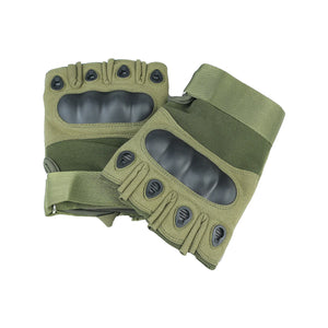Dim Gray Olive Green Tactical Fingerless Padded Gloves MARKSMAN