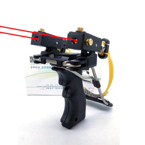 Light Gray Police Dog Green / Red Laser Outdoor Target Shooting Powerful Folding Wrist Slingshot MARKSMAN