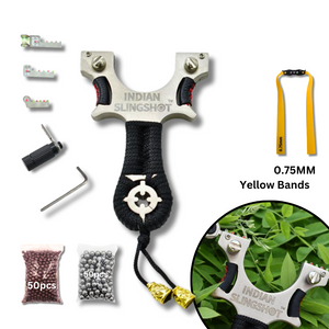 Gray Indian Bulls Eye Stainless Steel Slingshot for Target Shooting INDIAN SLINGSHOT
