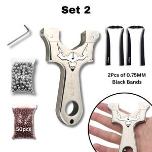 Gray Bull Head QHV Stainless Steel Slingshot MARKSMAN