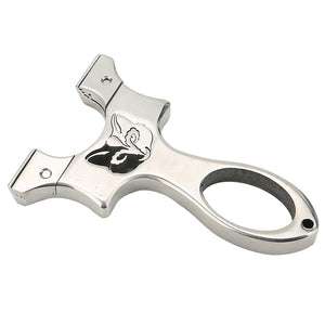 Light Gray Bright Design Fox Shaped Stainless Steel Slingshot MARKSMAN