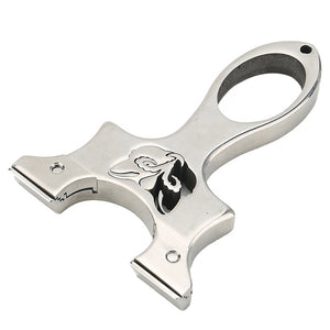 Light Gray Bright Design Fox Shaped Stainless Steel Slingshot MARKSMAN