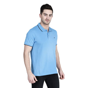 Sky Blue ChicBesty® Polo Collar Neck Sports Regular Fit 100% Pure Cotton TShirt for Men and Boys CHICBESTY