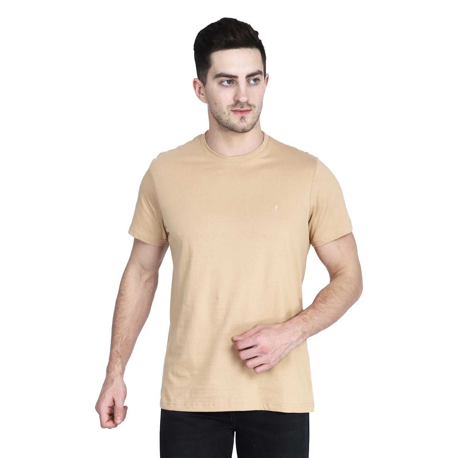Tan Round Neck Sports Regular Fit 100% Pure Cotton TShirt for Men and Boys CHICBESTY