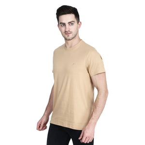 Tan Round Neck Sports Regular Fit 100% Pure Cotton TShirt for Men and Boys CHICBESTY
