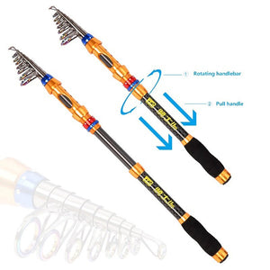 1.8M-3.6M telescopic fishing rod combination full set of carbon fiber fishing rod + rotating spool + fish bag protective cover - INDIAN SLINGSHOT