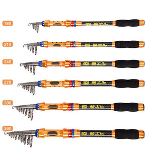 1.8M-3.6M telescopic fishing rod combination full set of carbon fiber fishing rod + rotating spool + fish bag protective cover - INDIAN SLINGSHOT