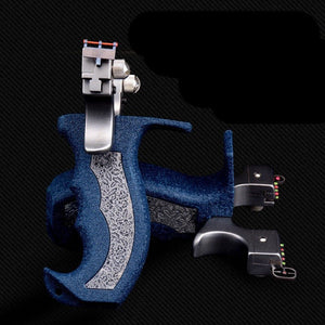 Black 304 Aluminum Handle Dragon Chasing Scimitar Stainless Steel Outdoor Wooden Handle Catapult Chasing Dragon Flat Slingshot MARKSMAN