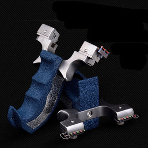 Black 304 Aluminum Handle Dragon Chasing Scimitar Stainless Steel Outdoor Wooden Handle Catapult Chasing Dragon Flat Slingshot MARKSMAN