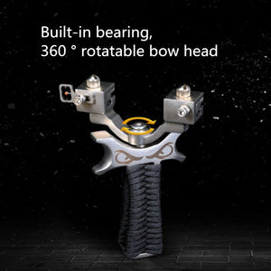 Black 360-Degree Rotation Flat Rubber Band Slingshot Outdoor Strong Competitive Stainless Steel Target Shooting Toys For Children