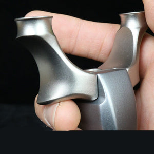 Gray 440C Stainless Steel Aluminum Handle Chicken King Flat Leather Slingshot Hunting Competitive Chicken King Slingshot Catapult