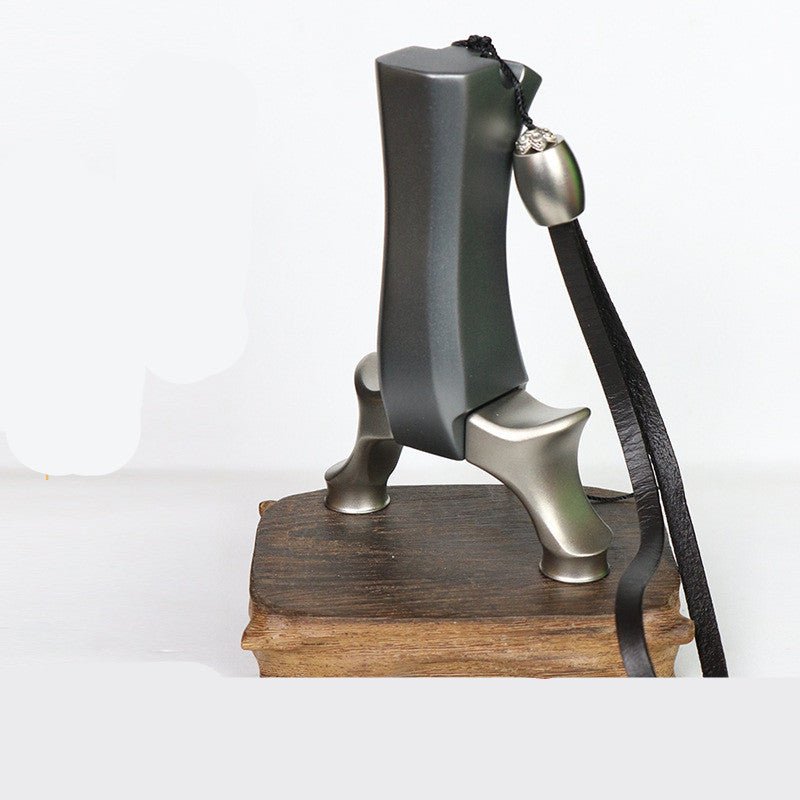 Dark Slate Gray 440C Stainless Steel Aluminum Handle Chicken King Flat Leather Slingshot Hunting Competitive Chicken King Slingshot Catapult