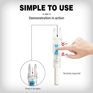 Archery Lighted Arrow Nocks LED Automatically Light up Glowing 3 Pack Hunting Fit ID 6.2 Mm Pins Pure Carbon Arrow Shaft