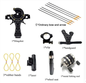 Dark Slate Gray Arrow + Reel + Laser + Multifunctional Powerful Fishing Slingshot Combo Pack Outdoor Fishing INDIAN SLINGSHOT