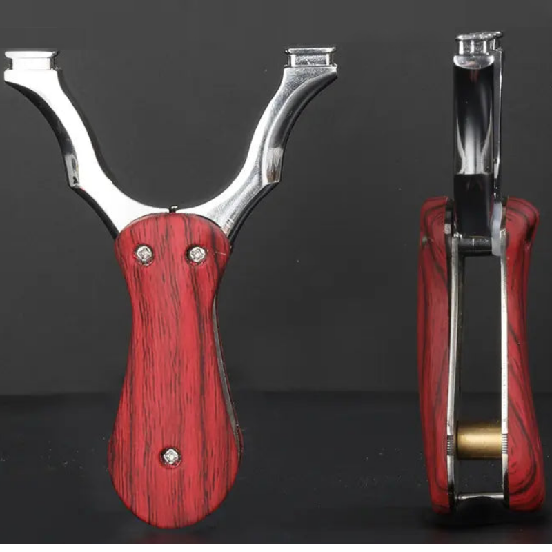 Dark Slate Gray Folding Alloy Wooden Handle Pocket Slingshot MARKSMAN