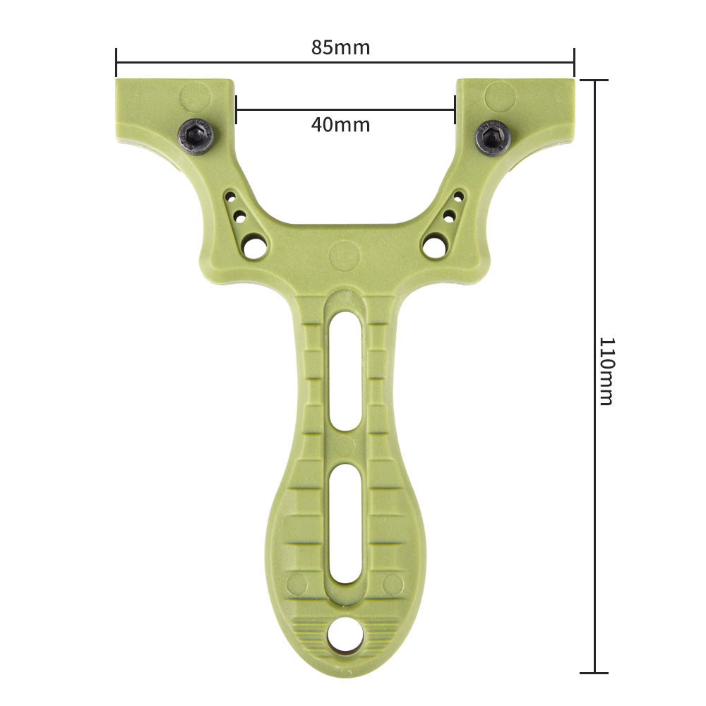 Dark Khaki Green Plastic Slingshot Target Shooting with Flat Rubber Band Catapult SLINGSTER