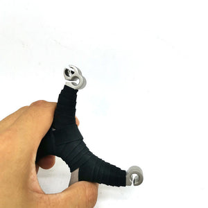 Black Crooked Handle Single Card Stainless Steel Slingshot MARKSMAN