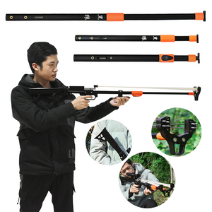 Gray New Retractable Long Rod Slingshot Outdoor Target Shooting Fishing Slingshot Rifle Precision Shooting INDIAN SLINGSHOT