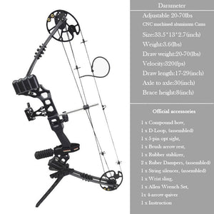 Dark Gray Junxing M120 Dream Compound Bow Right Hand Outdoor Bows Arrows Archery Powerful Shooting | Weight 20-70 lbs | 320fps INDIAN SLINGSHOT