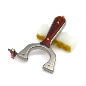 Light Gray Stainless Steel One Fast Pressing Solid Wood Patch Outdoor Catapult Precision Slingshot INDIAN SLINGSHOT