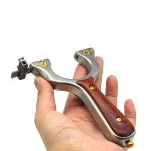 Rosy Brown Stainless Steel One Fast Pressing Solid Wood Patch Outdoor Catapult Precision Slingshot INDIAN SLINGSHOT