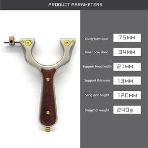 Dim Gray Stainless Steel One Fast Pressing Solid Wood Patch Outdoor Catapult Precision Slingshot INDIAN SLINGSHOT