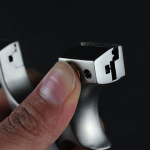 Dark Gray Adult Outdoor Stainless Steel Aluminum Slingshot High Precision CNC Flat Rubber Band Stingling Competitive Catapult Slingshot