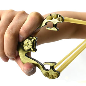 Dark Khaki Alloy Animal Pattern Shooting Slingshot With Strong Rubber Band Sling Shot
