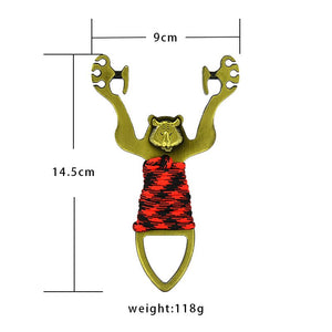 Olive Drab Alloy Animal Pattern Shooting Slingshot With Strong Rubber Band Sling Shot