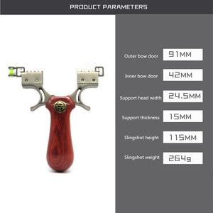 Dim Gray Big Power Bow Stainless Steel Solid Wood Slingshot Chasing Dragon 98K Powerful Catapult Slingshot Flat Leather Press Slingshot
