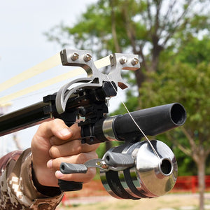 Gray Black Long Rod+Telescope Sight+Fish Reel Product Sets For Outdoor Shooting And Hunting Sports