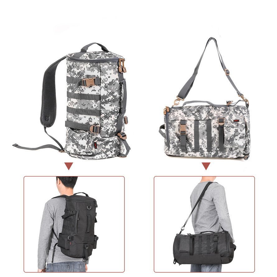 Gray Camouflage Cylindrical Fishing Bag Outdoor Satchel  Multifunctional Bag