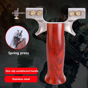 Pale Violet Red Ejection Slingshot Legend Stainless Steel 304 Ebony Handle Flat Leather Precision Wire Cutting Outdoor Target Shooting Competitive Bow