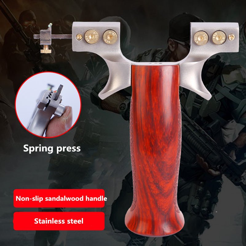 Pale Violet Red Ejection Slingshot Legend Stainless Steel 304 Ebony Handle Flat Leather Precision Wire Cutting Outdoor Target Shooting Competitive Bow