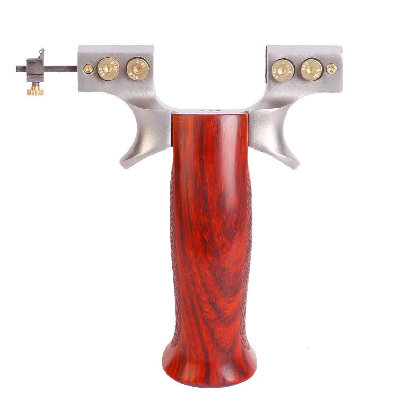 Brown Ejection Slingshot Legend Stainless Steel 304 Ebony Handle Flat Leather Precision Wire Cutting Outdoor Target Shooting Competitive Bow