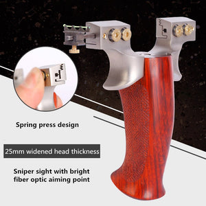 Light Gray Ejection Slingshot Legend Stainless Steel 304 Ebony Handle Flat Leather Precision Wire Cutting Outdoor Target Shooting Competitive Bow