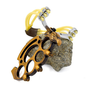 Dark Khaki Factory New Design Alloy Slingshot Shooting Sling shot with Rubber band