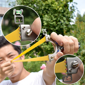 Dim Gray Piaoyu New Stainless Steel Sling shot High Quality Laser Slingshot with Flat Rubber Band Outdoor Competitive Shooting Catapult