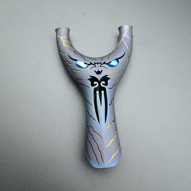 Dark Gray High-end Small Monster Titanium Alloy Slingshot High Precision Outdoor Large Power Flat Leather Target Shooting Launch Slingshot