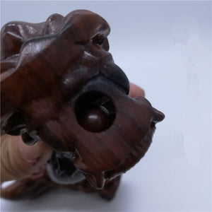 Light Steel Blue High Quality Desert Iron Solid Wood red Sandalwood Dragon Head Slingshot Carved Dragon Head Flat Leather Collection Catapult